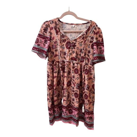 Floral Pink Mini Dress - Picture 2 of 5